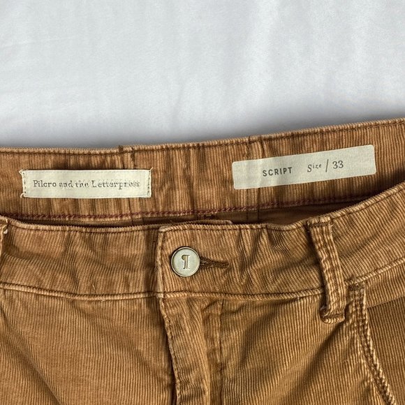 Anthropologie Pilcro Pants Women 35x31* Corduroy Script Lace Up Back Flare‎ Leg - Picture 6 of 14
